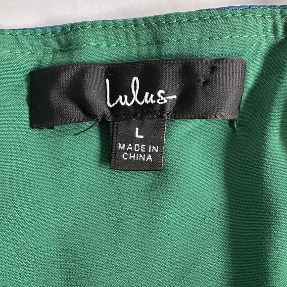 Lulus Dress Womens L Green Blue Floral Midi Fit Flare VED1050 Fairy‎ Milkmaid - Picture 6 of 13